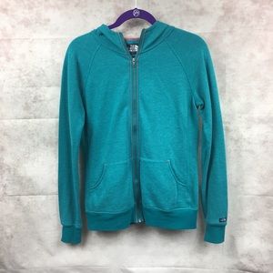 The north face teal blue zip up jacket